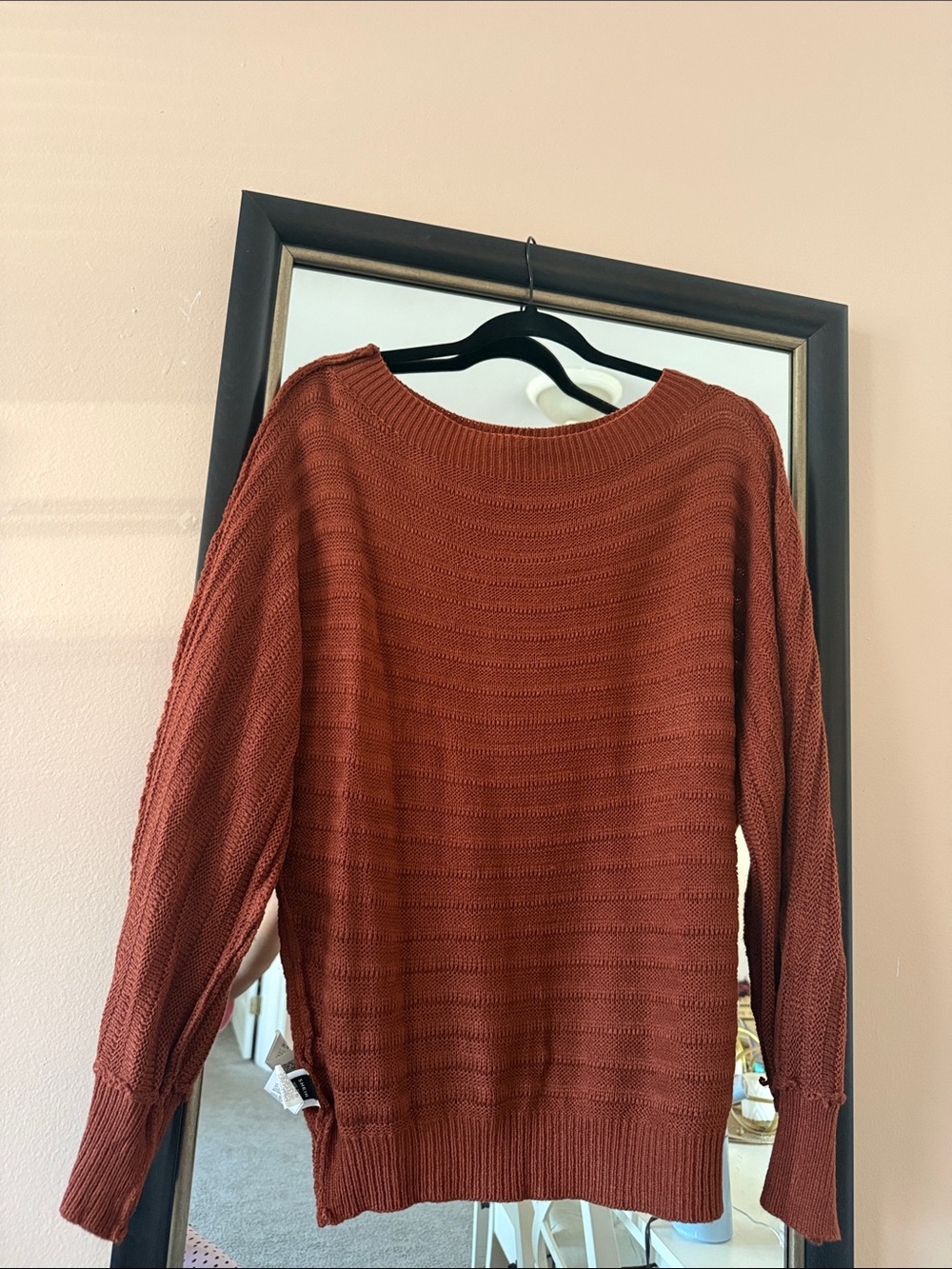 SHEIN Rust Red Crewneck Knit Sweater